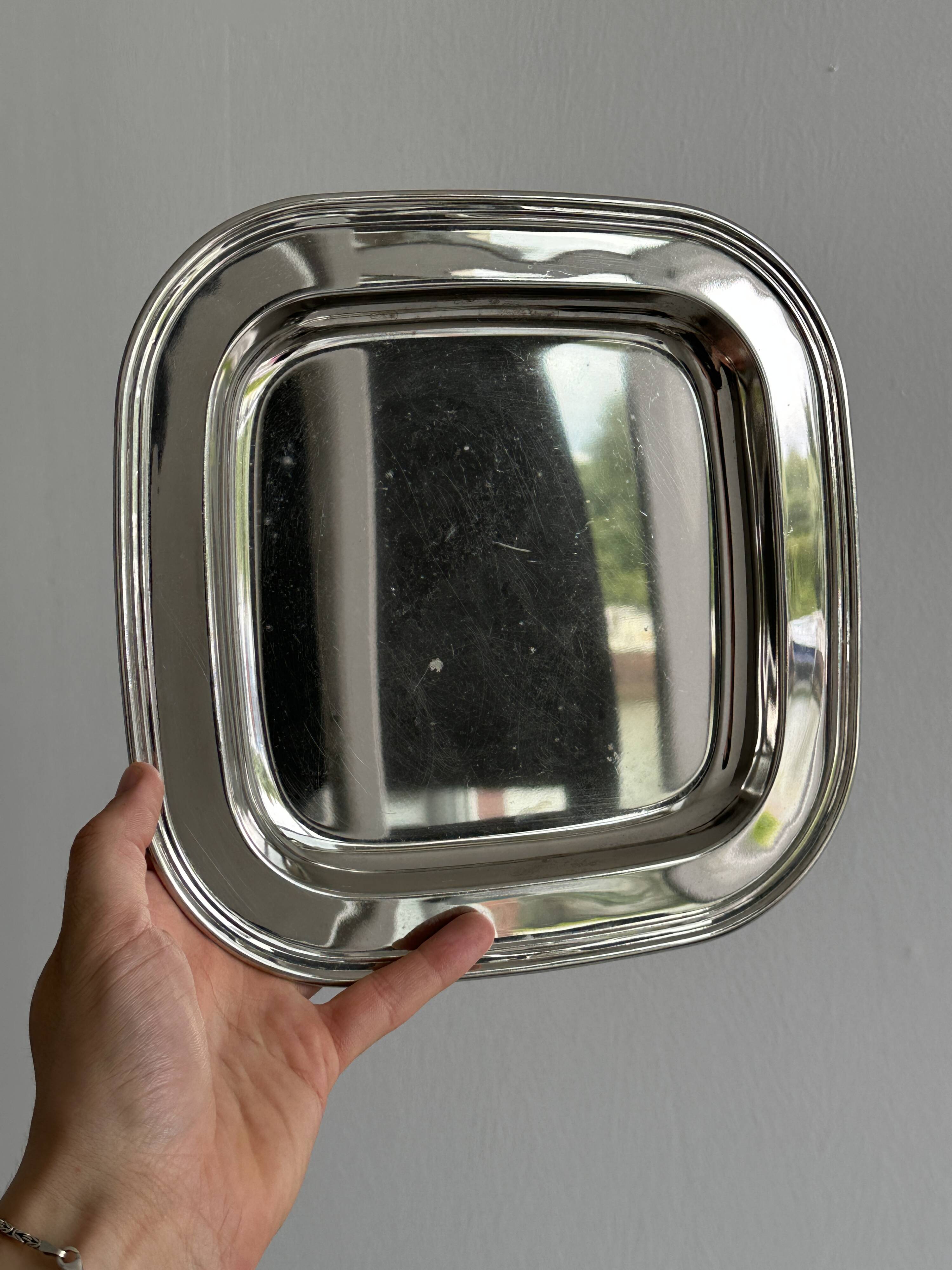 Vintage square metal tray