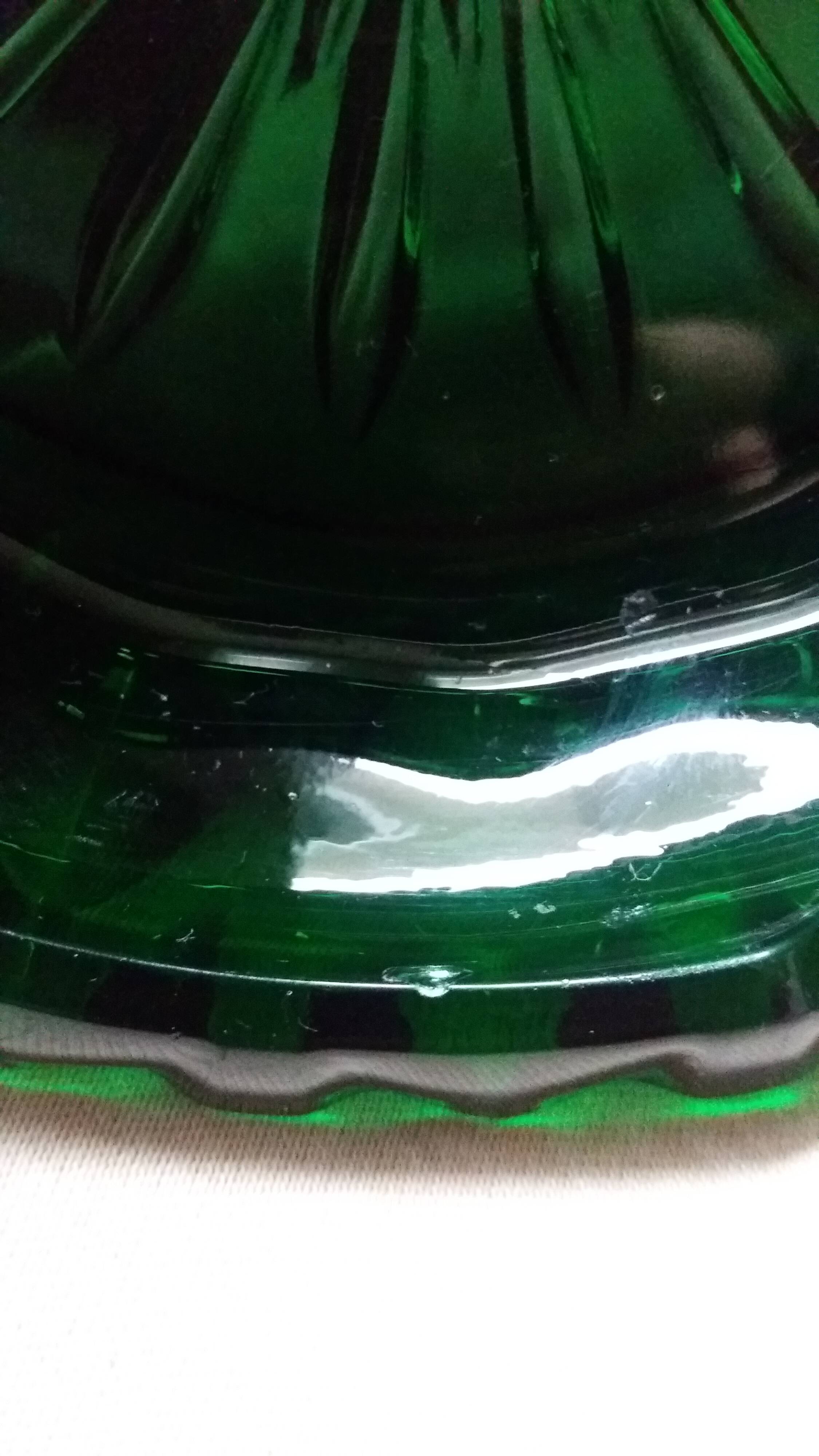 Green glass ashtray