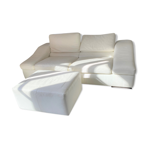 Canapé cuir blanc Natuzzi 3/4 places