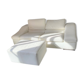 Natuzzi 3/4-seater white leather sofa