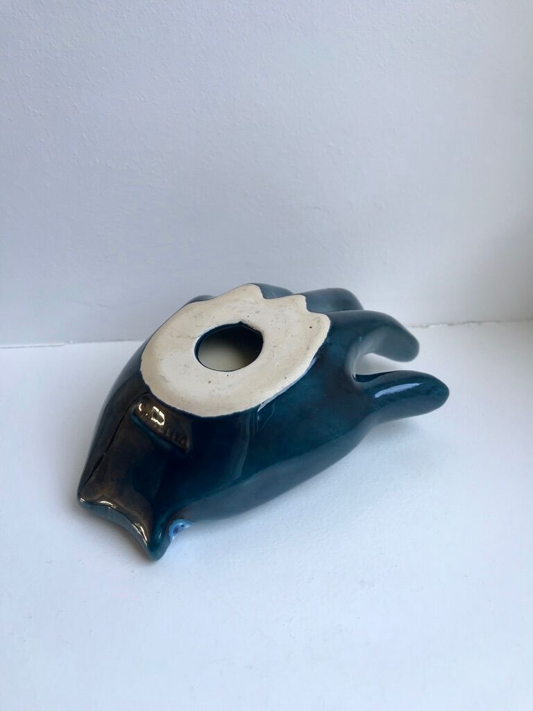 Empty pocket ceramic ring fat lava signed vallauris 70s