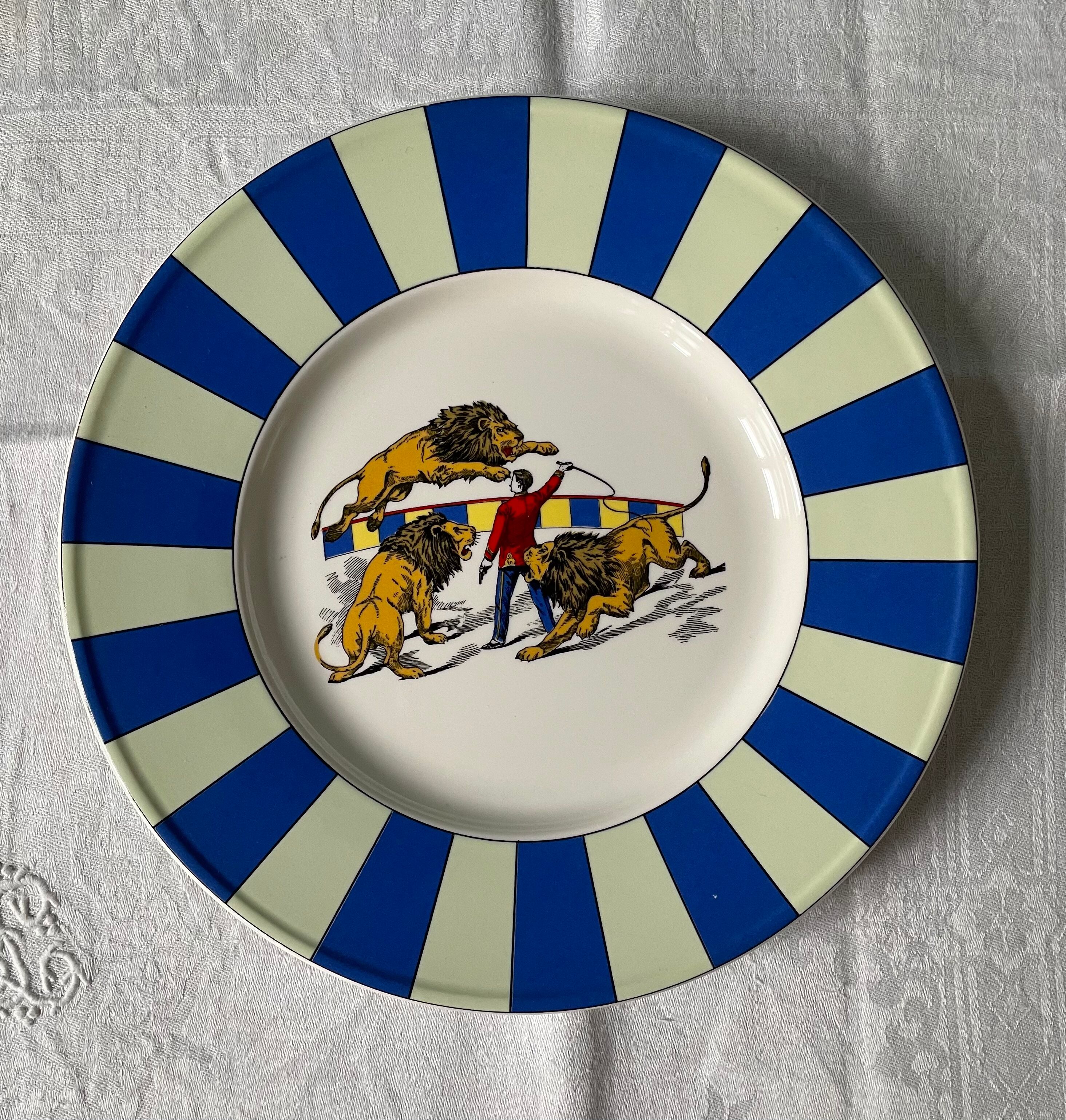 Series of 6 K&G Lunéville dessert plates, circus theme