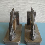 pair of art deco greyhound bookends bronze marble antique pair of bookends