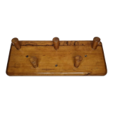 Coat rack with five hooks in natural wood, design, 60s, 50 cm