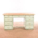 Industrial old desk workbench light green