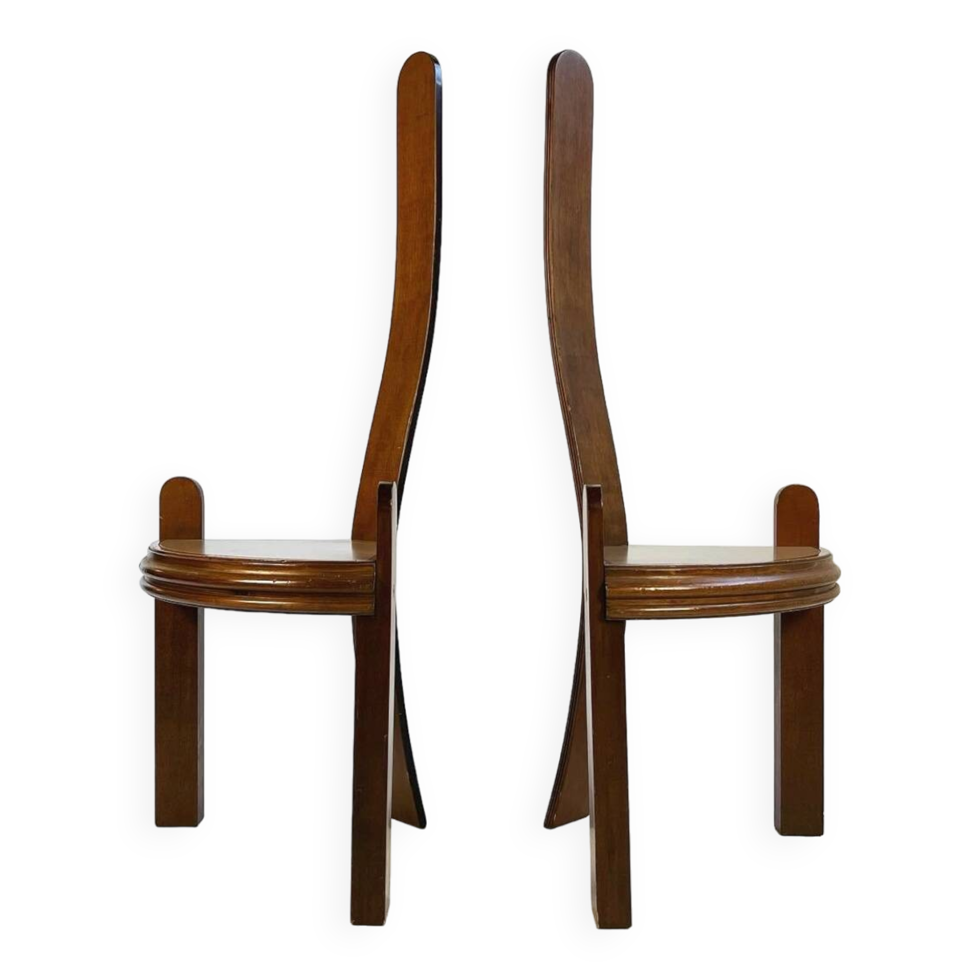 Vintage handmade chairs with curved wood