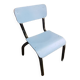 Chaise enfant style mullca tube metal noir + assise & dossier bois vintage #a663