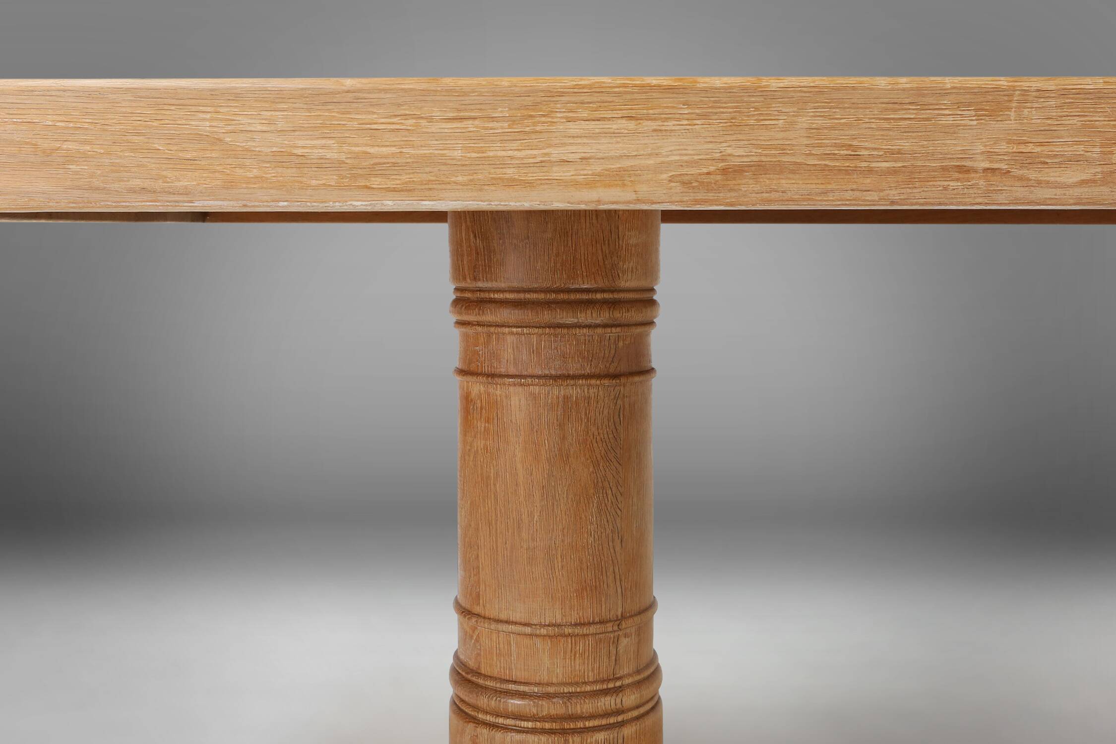 Rustic mid-century French dining table in oak from the 1950s