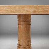 Rustic mid-century French dining table in oak from the 1950s