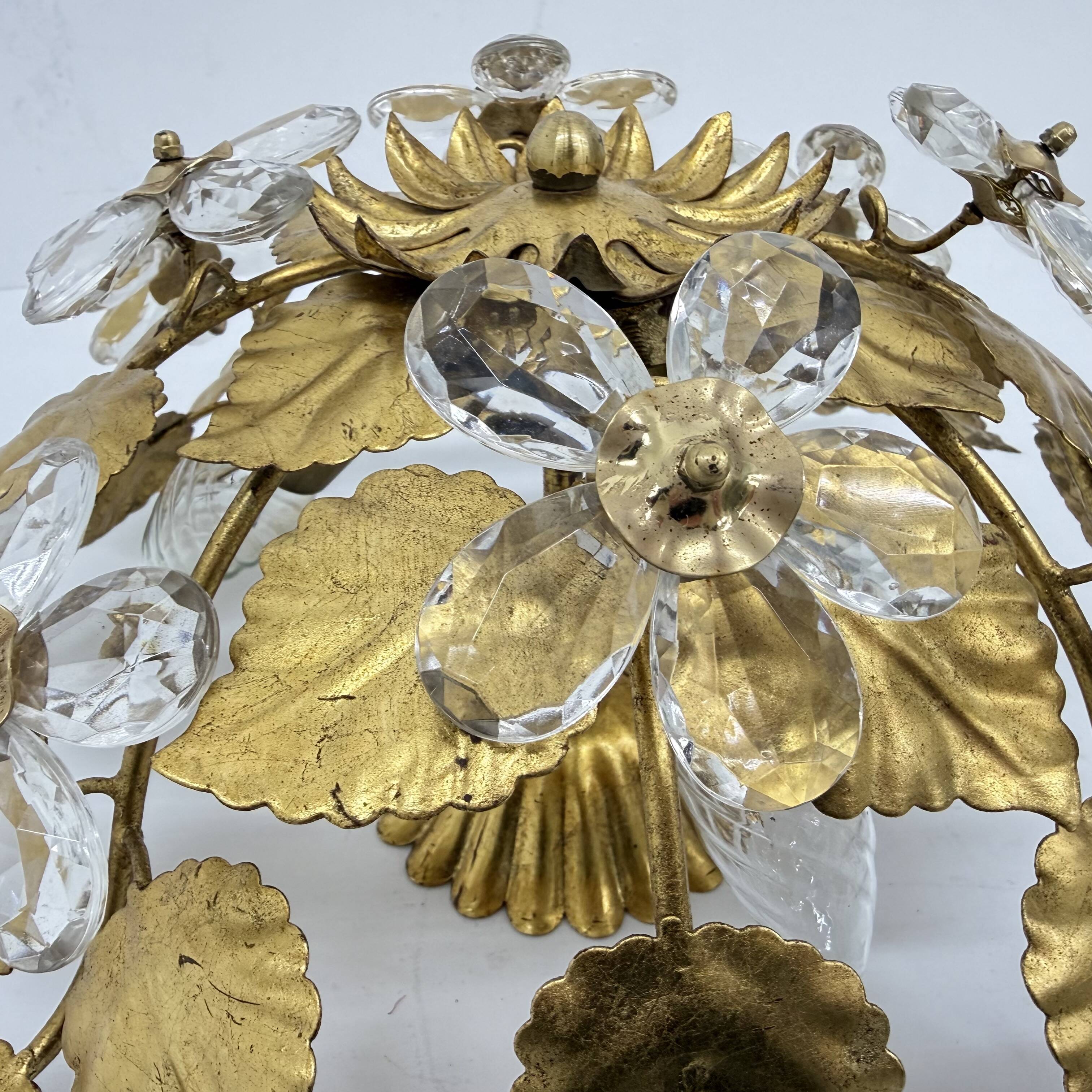 Mid-century design banci style ceiling lamp crystal flower , 1970sMid-centu