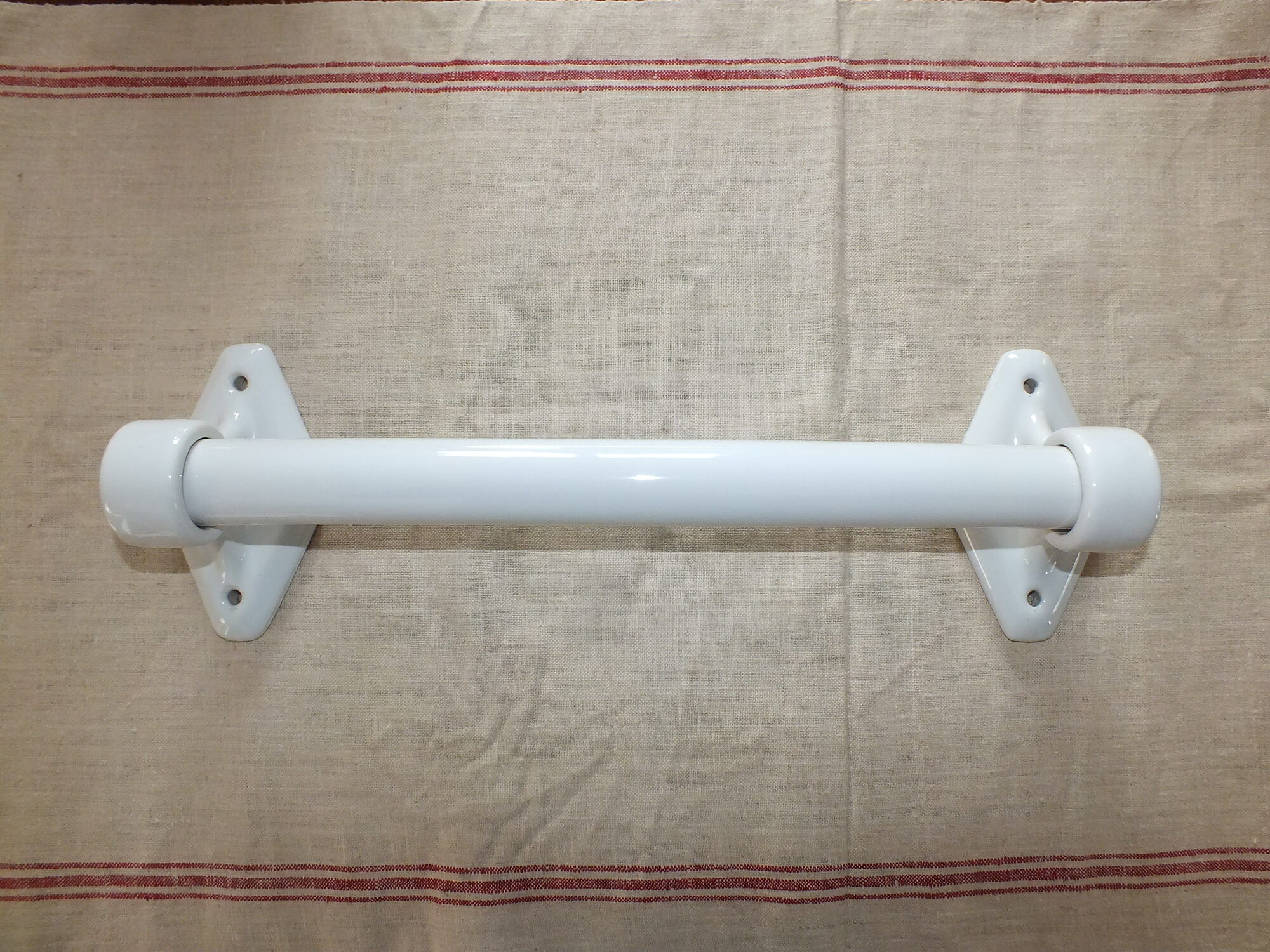 Large Art Deco towel bar in white porcelain