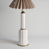 White Opaline Glass & Brass Heiberg Table Lamp, Denmark, Mid-19th century