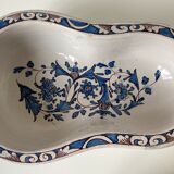Large fruit cup in Rouen earthenware with blue and brown floral decoration p