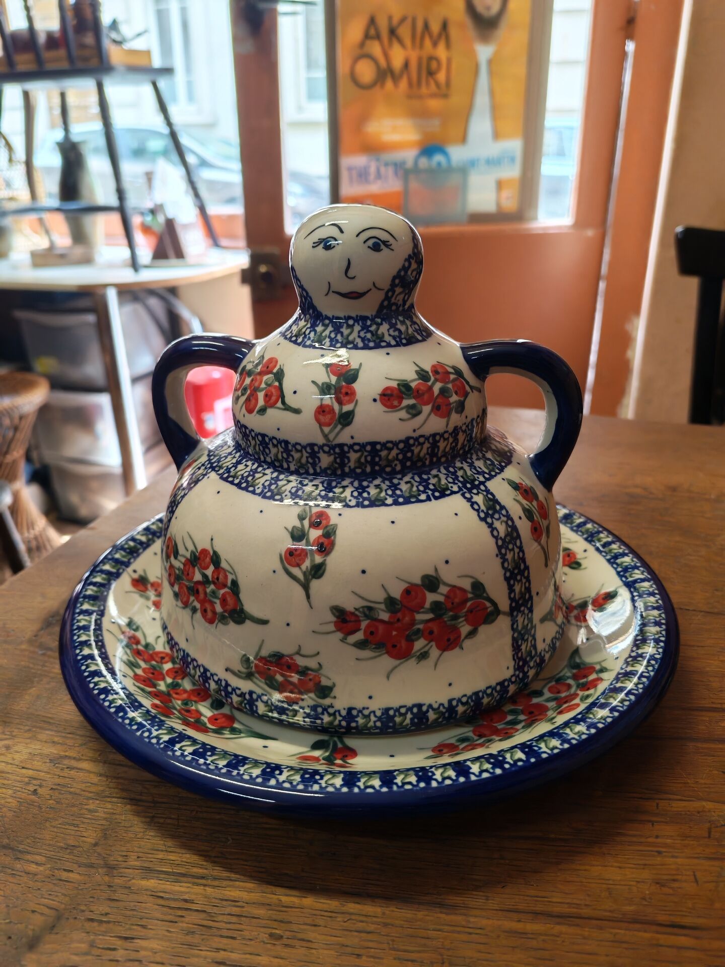 Cloche à fromage grès émaillée Boleslawiec Pologne