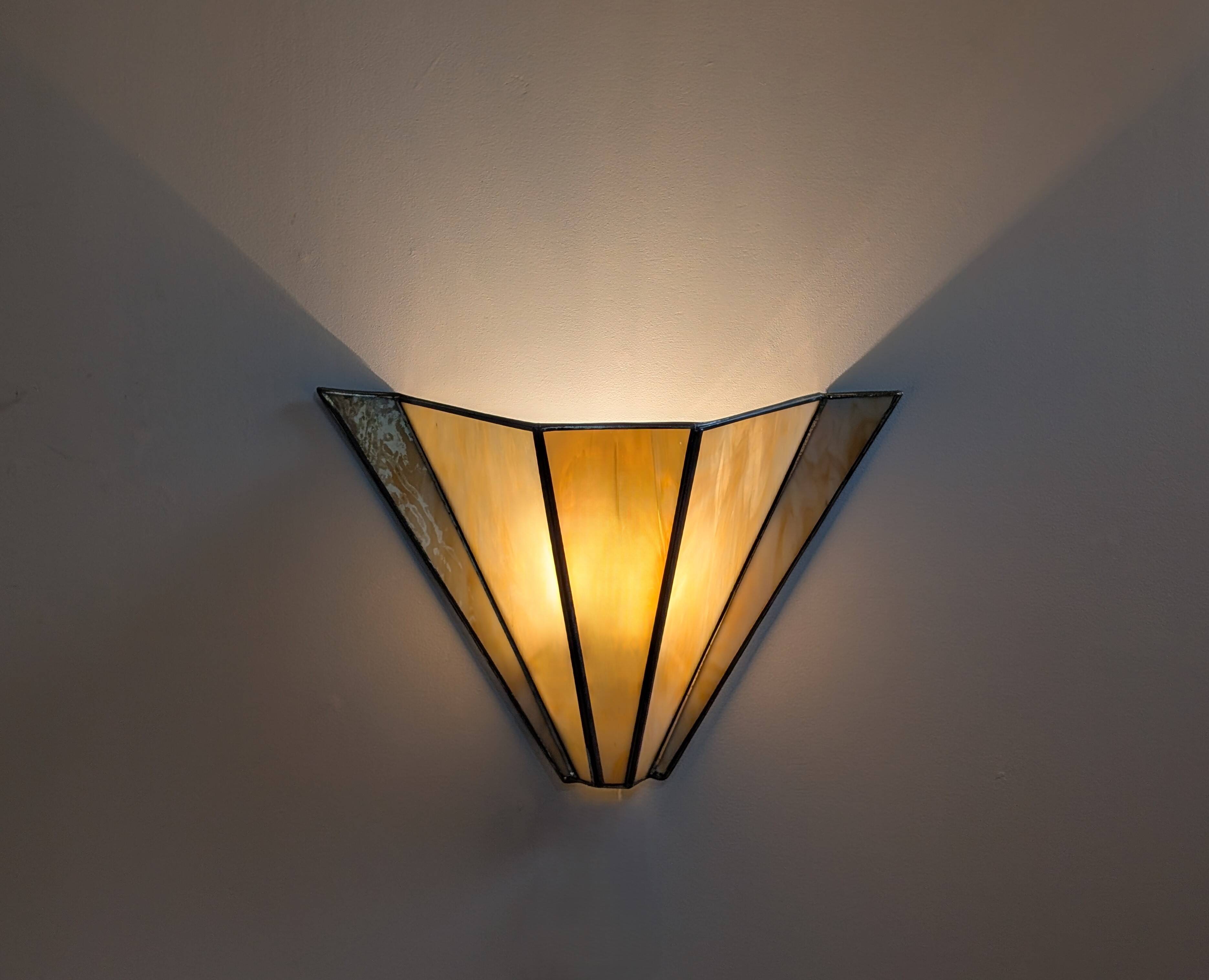 Pair of Art Deco glass paste wall lights