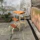 Vintage step stool in wood and steel
