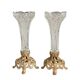 Pair of candlesticks in spelter and moulded glass