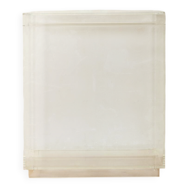 Commode minimaliste des années 1980, en verre acrylique, pièce unique.