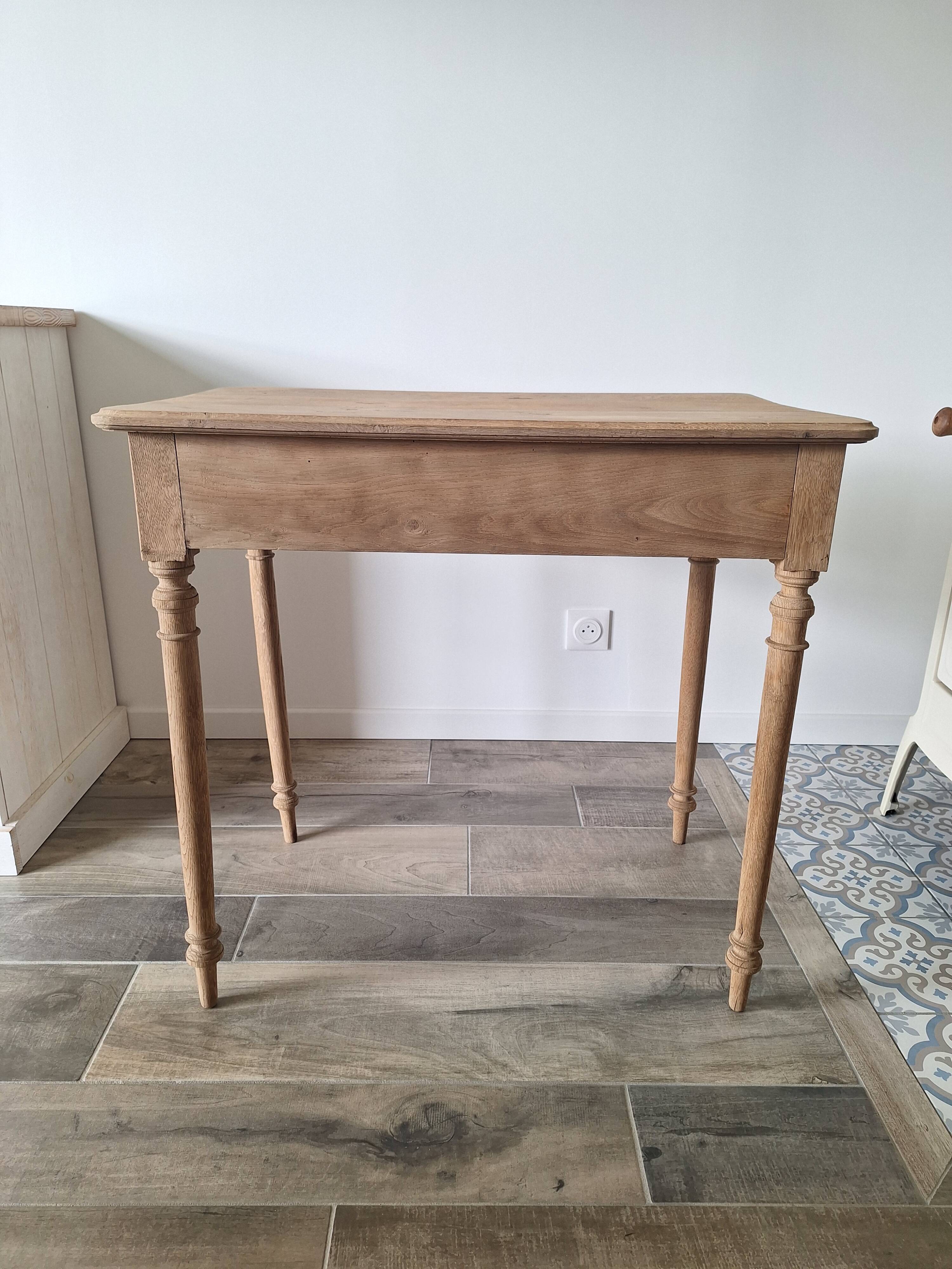 Farmhouse desk / console / side table in solid oak, country style.