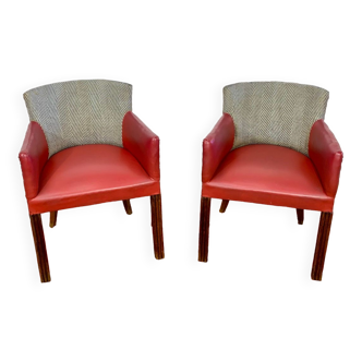 Armchairs 60s red and gray