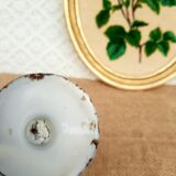Ancien coquetier émaillé blanc et doré vintage