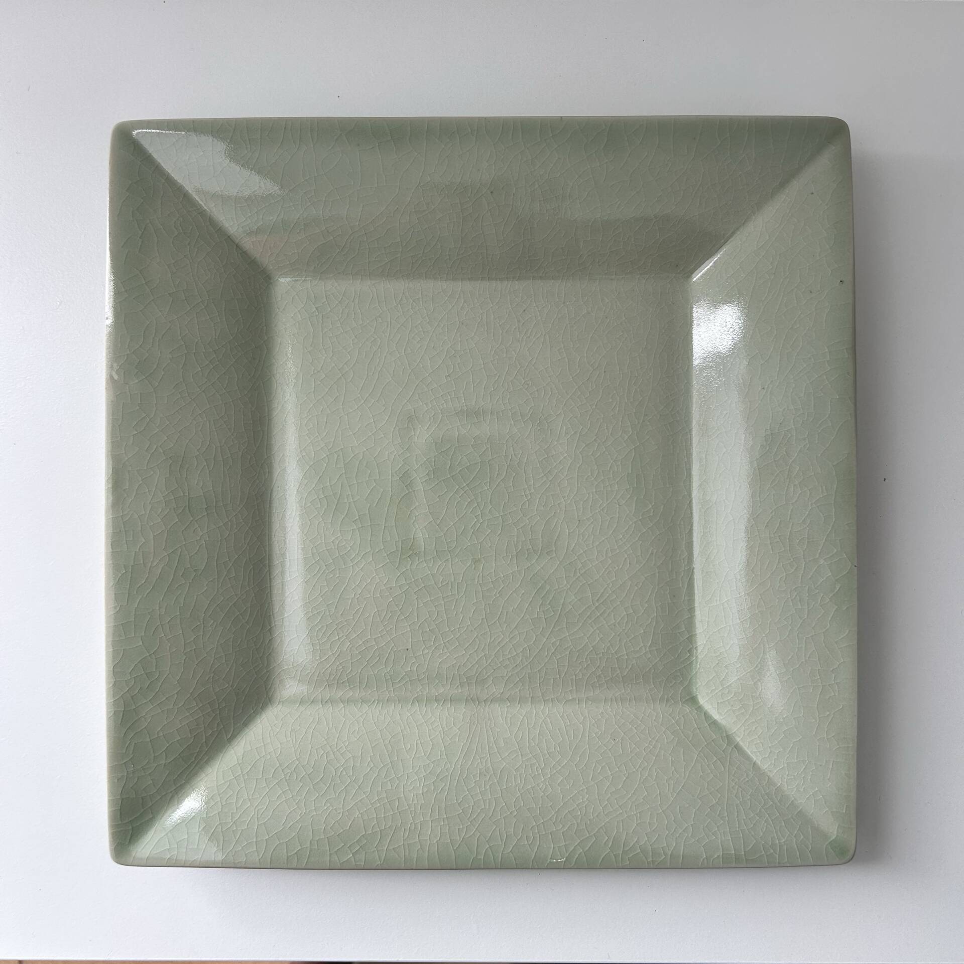 Large celadon square plate