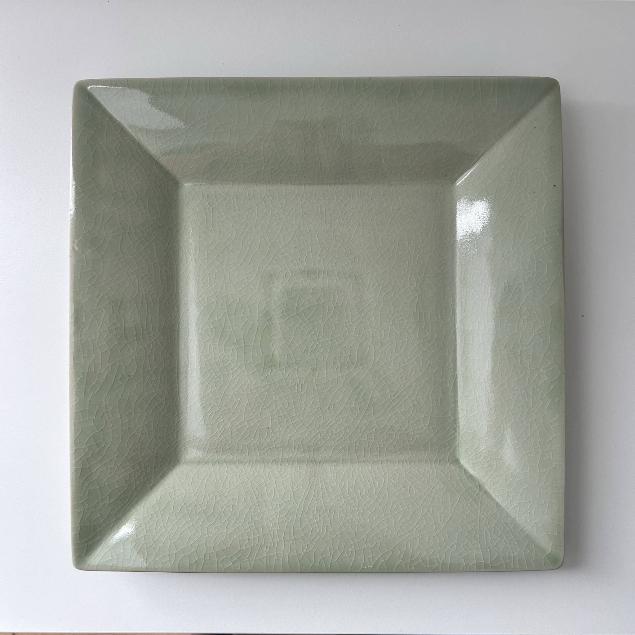 Large celadon square plate