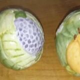 Salt and pepper shakers in earthenware – frugal pattern, 1950s