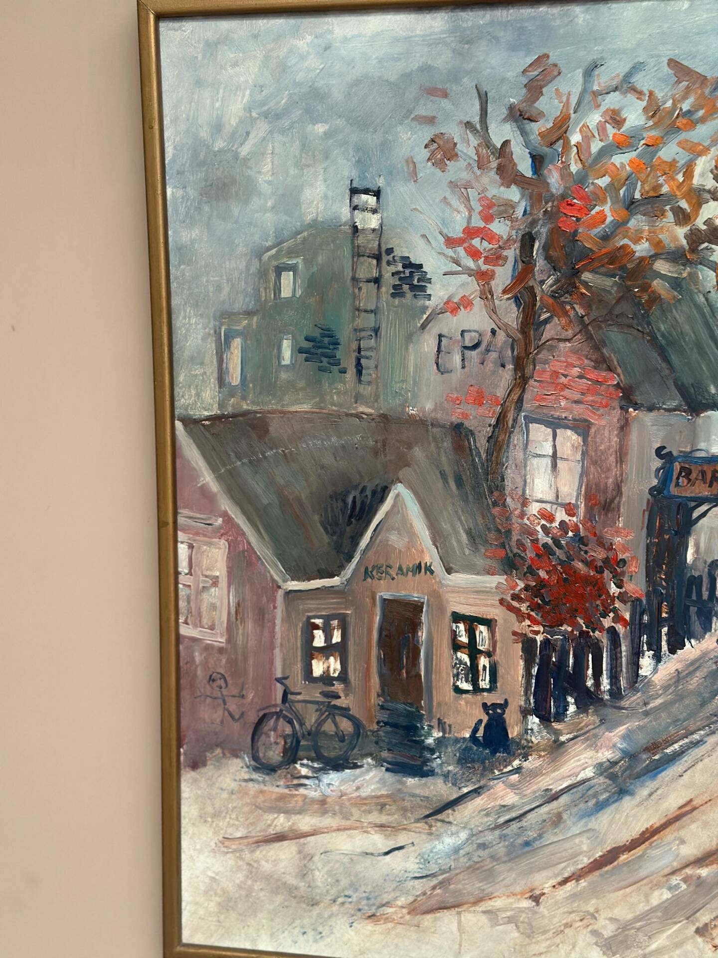 Original Swedish Oil On Panel – “Bygatan” By Kai Nielsen – Signed