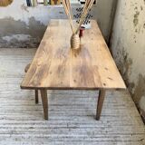 1950s pine and oak farmhouse table with multiple drawers