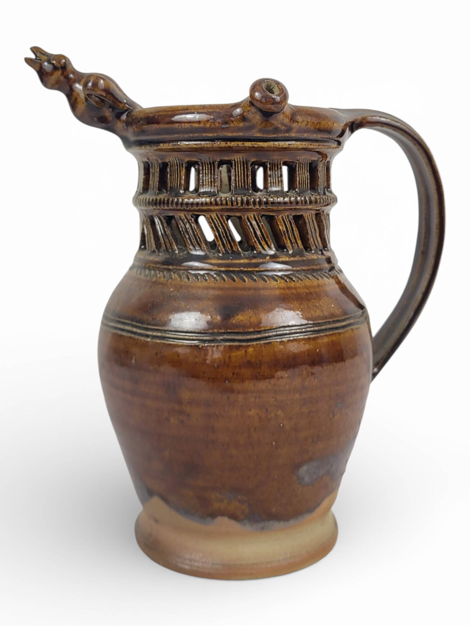 Deceptive pitcher in stoneware signed Jean-Claude Seguin (1954-)