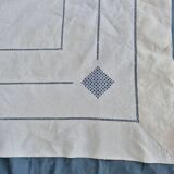 Ancien drap en lin avec grand retour - jours fait main - 206 x 350 cm