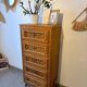 Vintage oak and rattan chest of drawers