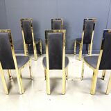 Vintage french brass dining chairs, set of 6 - 1970s