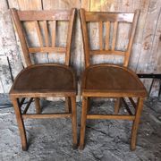 Pair of vintage luterma light wood bistro chairs
