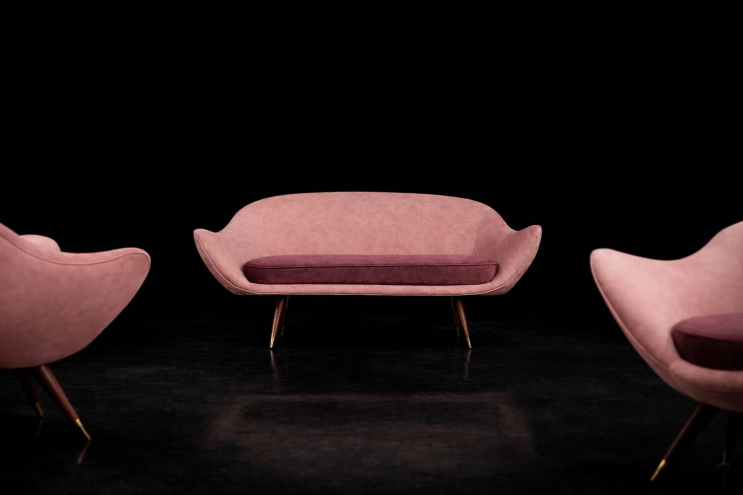 Vintage Mid-Century Space Age Velour Lounge Set from Paged, 1972, Set of 3