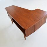 Peter Løvig Nielsen boomerang writing desk in teak Løvig Denmark 1960