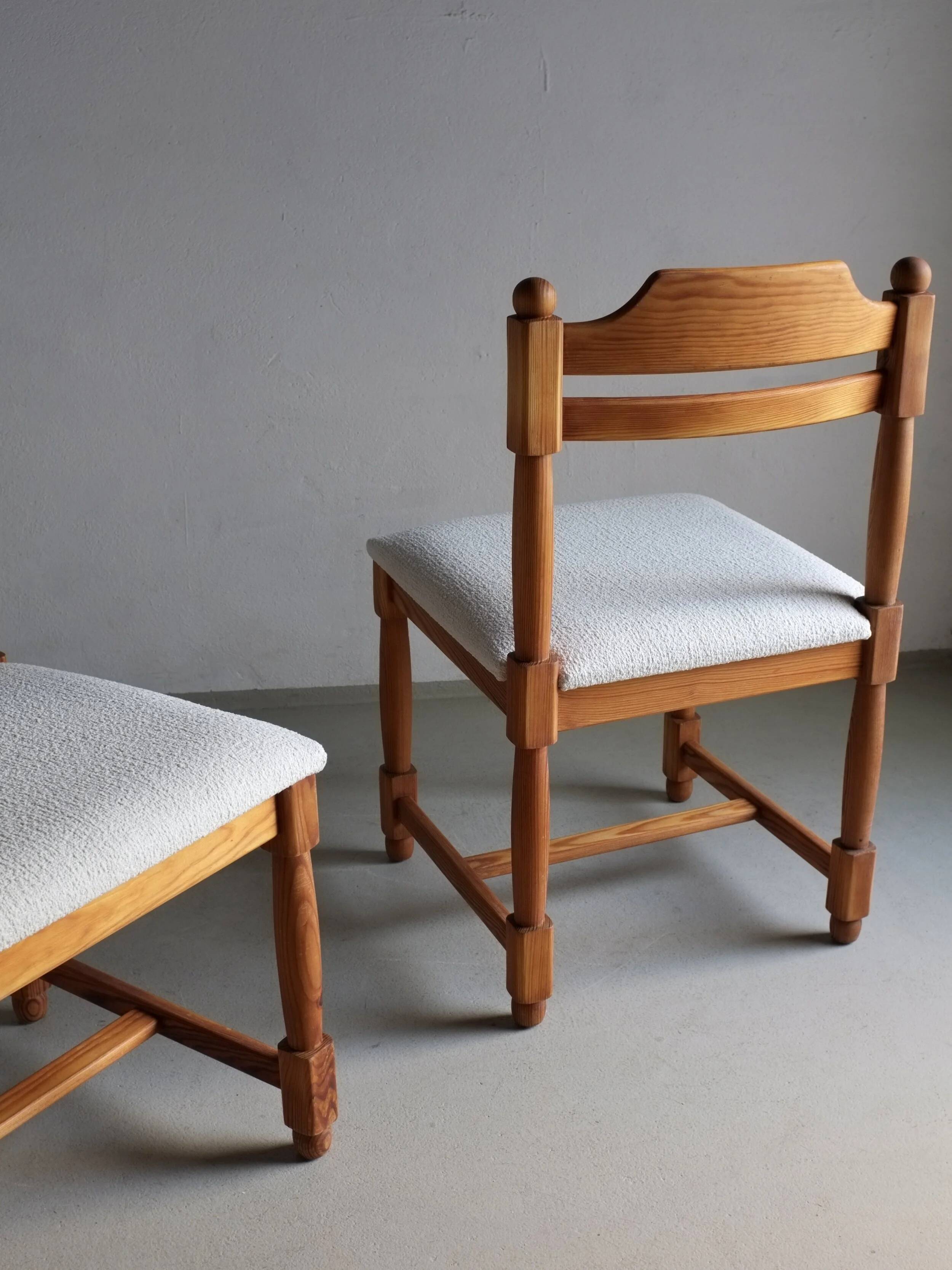 2 Carved solid pine chairs | Denmark | 1970s