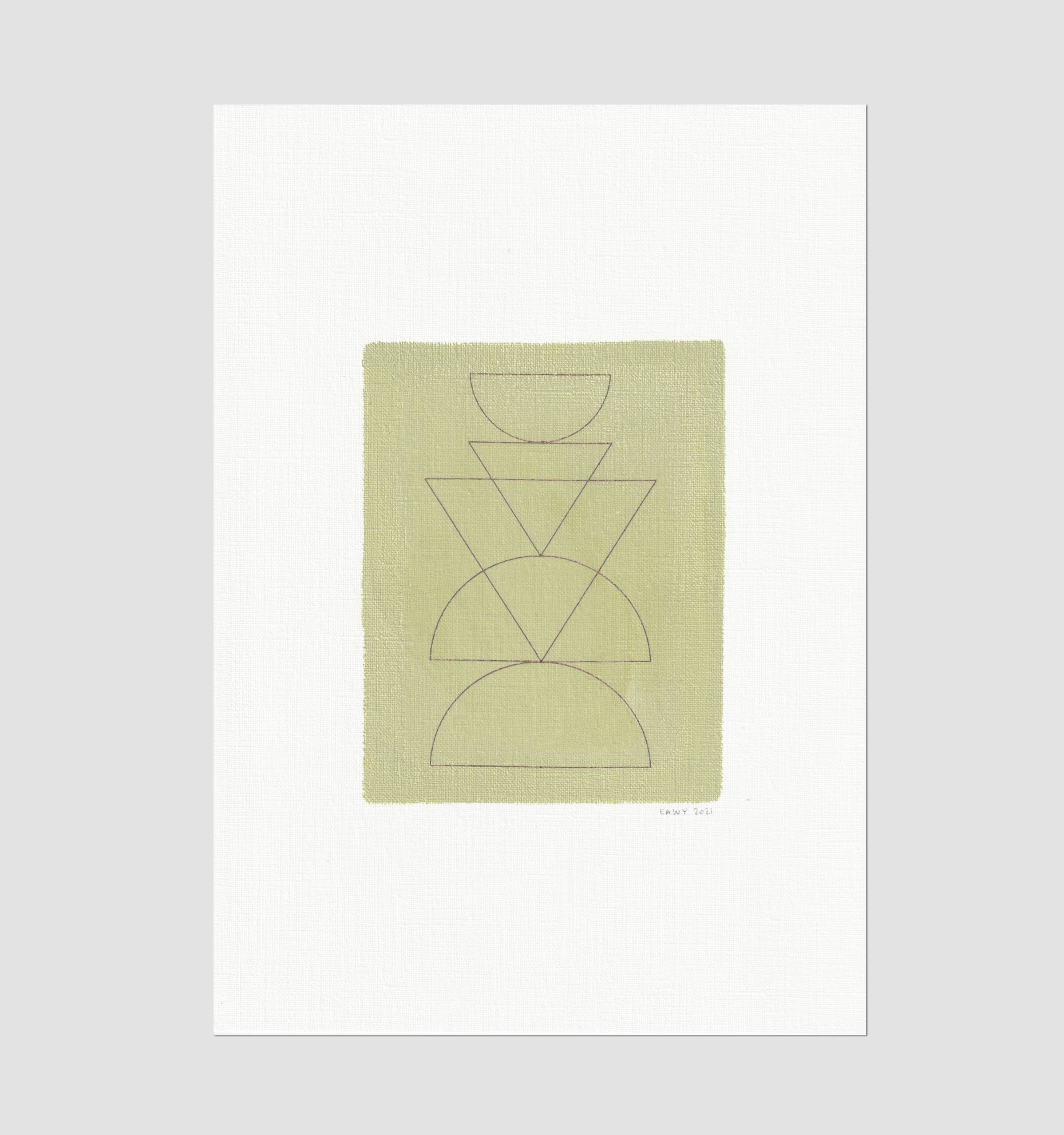 Abstract painting on paper T476 signed Eawy