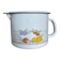 Vintage enamelled white metal milk jug with fruits.