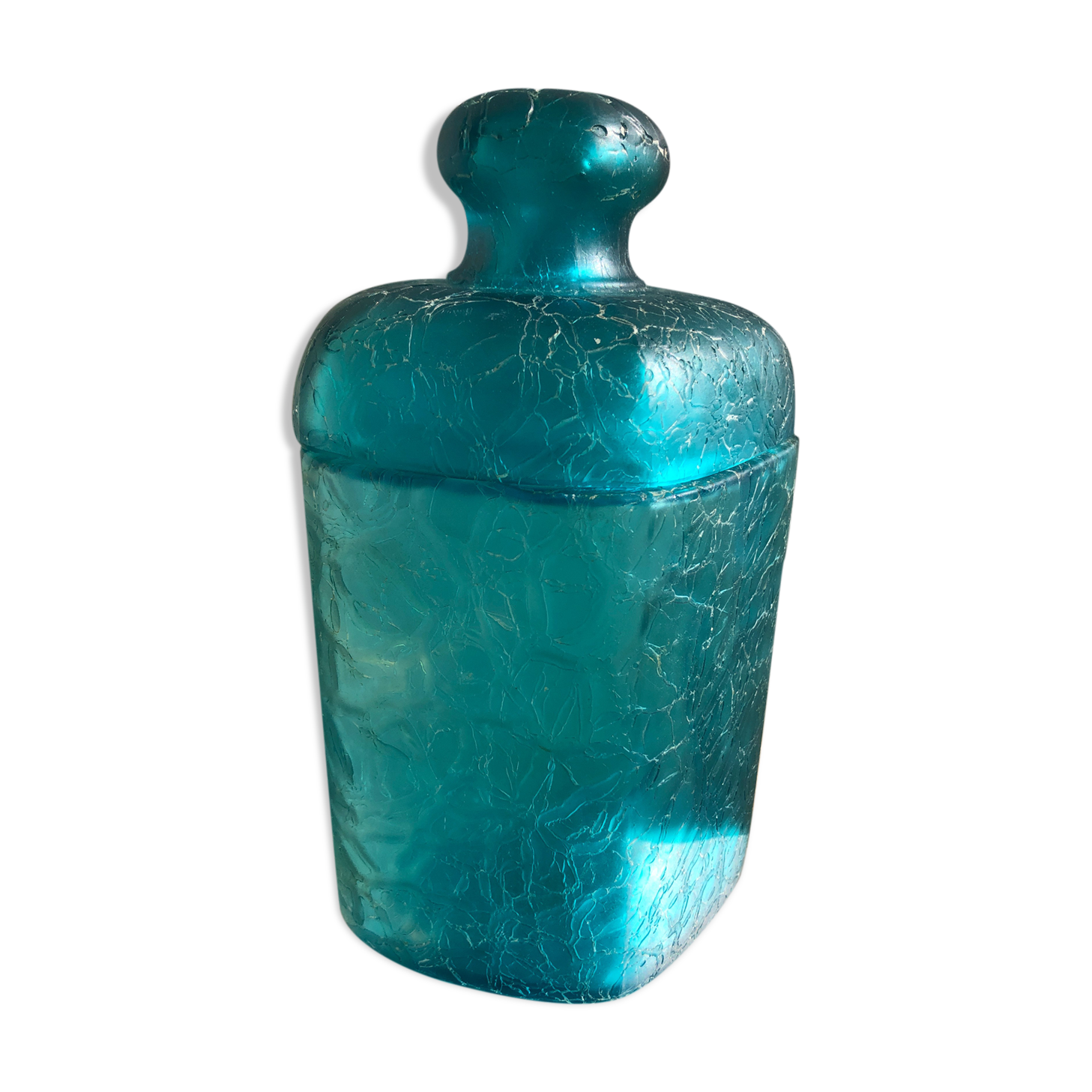 Marcel Franck cotton pot in blue glass 40s