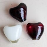 Set of three blown glass vases – deep purple and opaline white