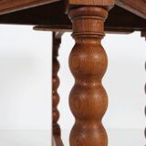 Antique French octangular folding table in solid oak, ca. 1850