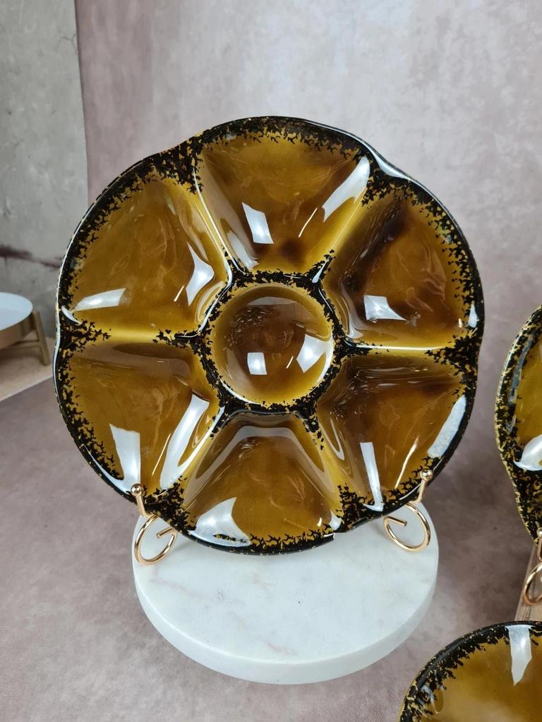 Set of 8 Gien oyster plates, magnificent vintage service.