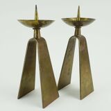 pair of mid century modern brass CANDLE HOLDERS from the 1950s / 60s