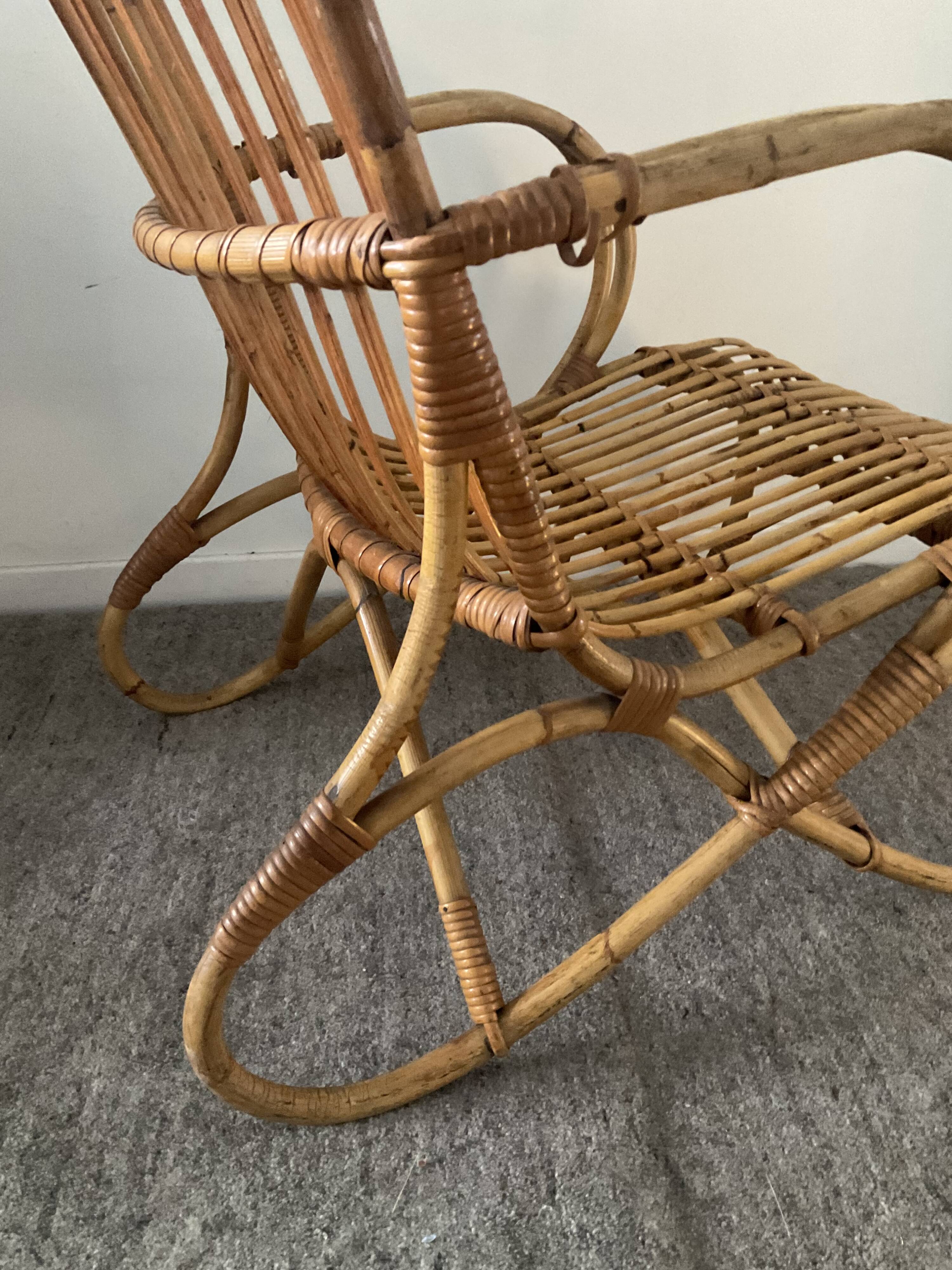 1970s rattan children's armchair