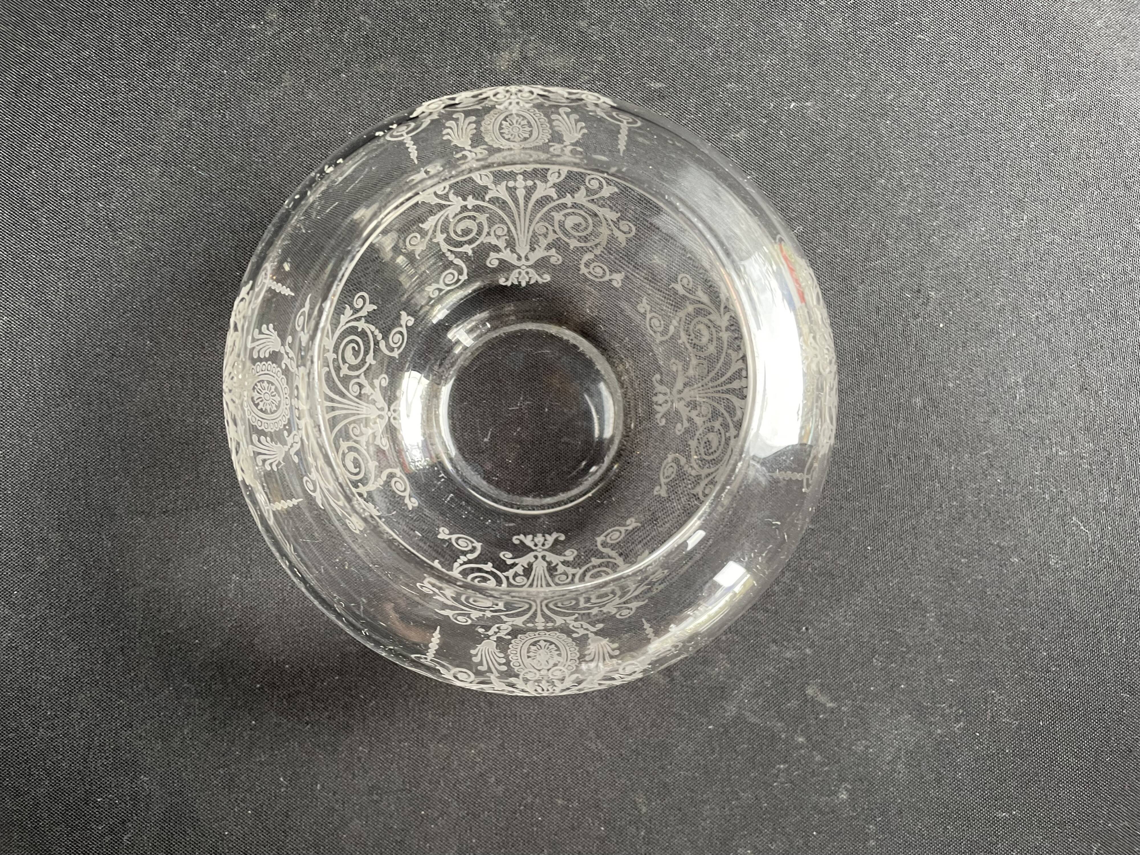 Acid etched crystal vase