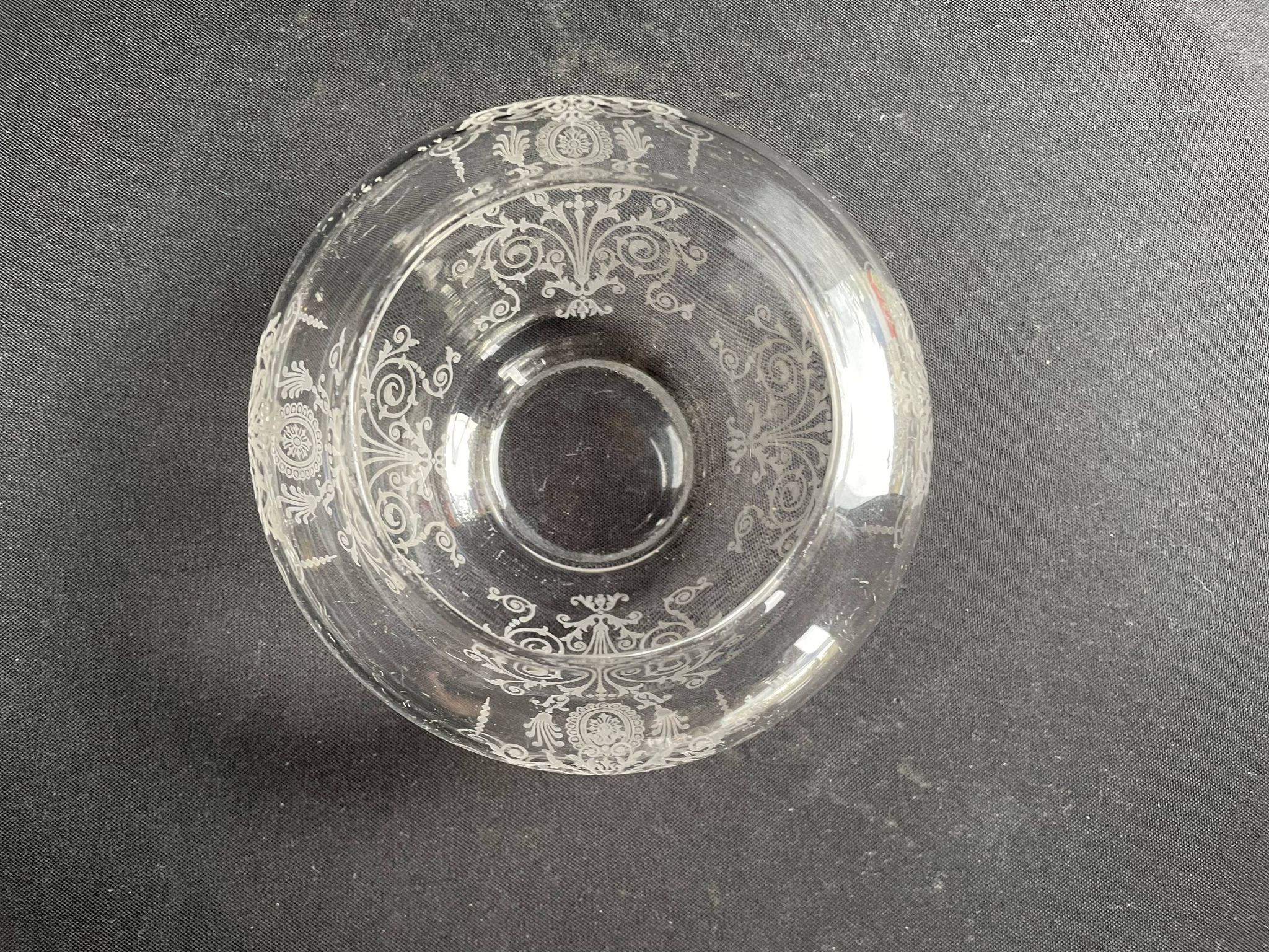Acid etched crystal vase