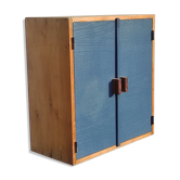 Closet cabinet pharmacy painted wood in blue design of Libéron