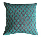 Burgundy and turquoise Kachin cushion cover (RIDA)